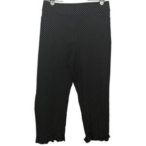 Lane Bryant The Allie Womens Black Polka Dots Cropped Pants Ruffled Hem Size 26
